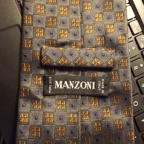 Manzoni tie Colorful Colors of Copper Blue Silver - Picture 3 of 8